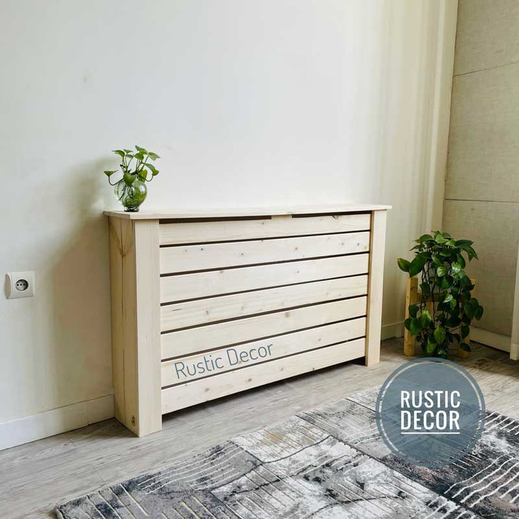 شوفاژ چوبی رنگ کرم از نمای کنار