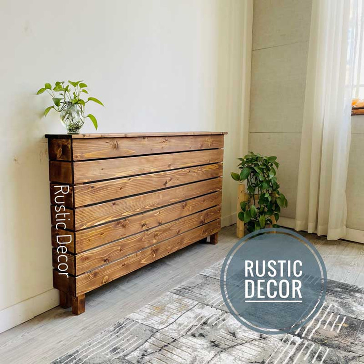 کاور شوفاژ چوبی رنگ قهوه ای از نمای بغل