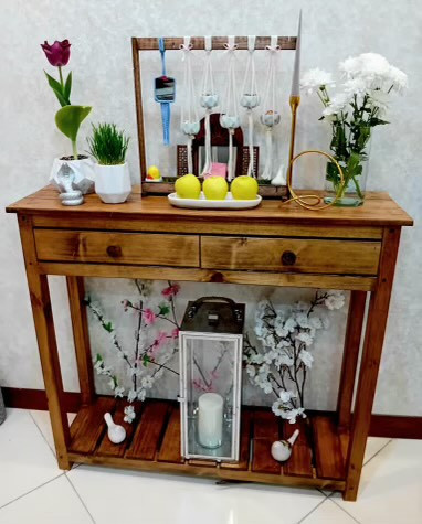 عکس ارسالی مشتری از کنسول چوبی در محیط خانه