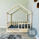 تخت خواب نوزاد کلبه ای کشو دار از نمای روبرو