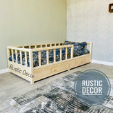 تخت خواب نوزاد دخترانه به سبک مونته سوری نما بغل