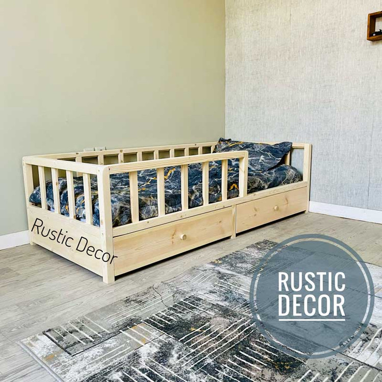 تخت خواب نوزاد دخترانه به سبک مونته سوری نما بغل