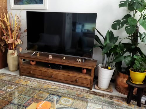 عکس ارسالی مشتری از میز تلویزیون چوبی جدید