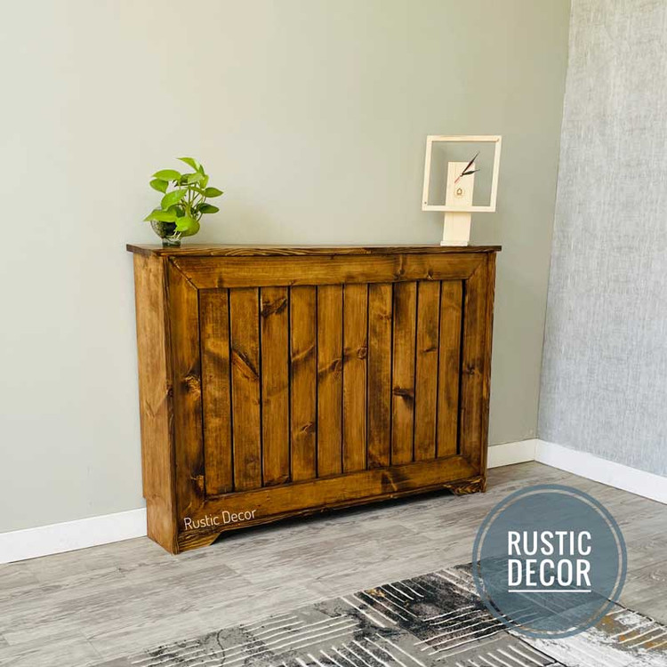 کاور شوفاژ چوبی از نمای بغل به رنگ قهوه ای