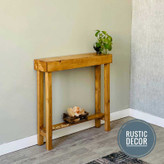 کنسول چوبی باریک رنگ قهوه ای روشن از نمای بغل