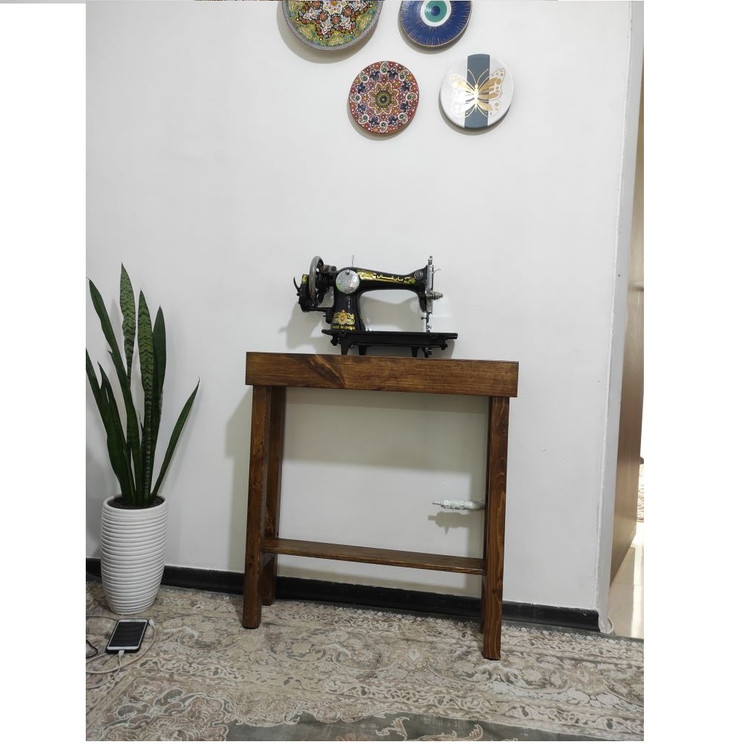 عکس ارسالی مشتری از کنسول چوبی با دکور چرخ خیاطی