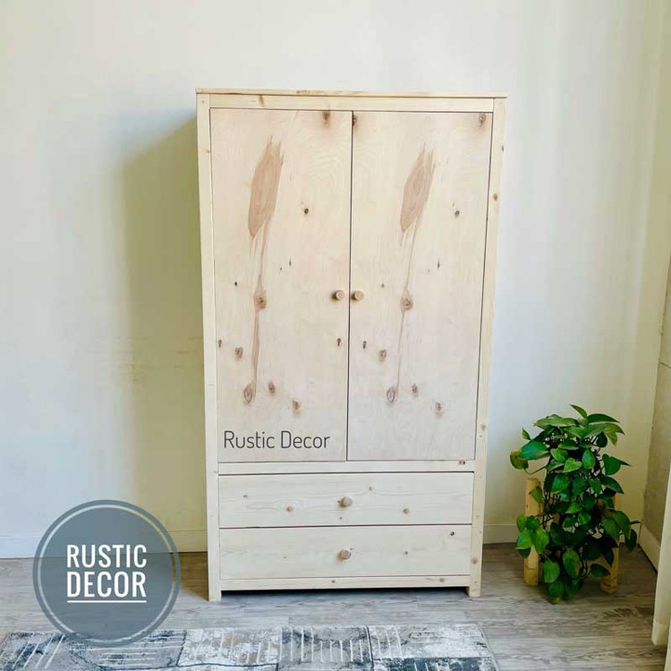 کمد چوبی اتاق کودک از نمای جلو رنگ کرم