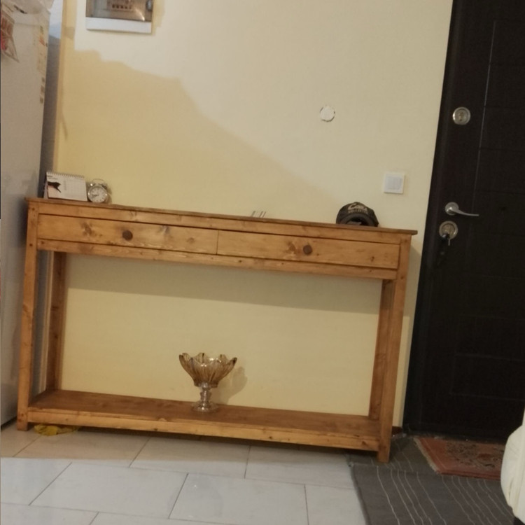 عکس ارسالی مشتری از کنسول چوبی در محیط خانه